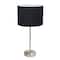 Simple Designs 23" Brushed Nickel Stick Lamp with Black Fabric Shade